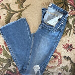 Fashion Nova Distressed Blue Flare Jeans